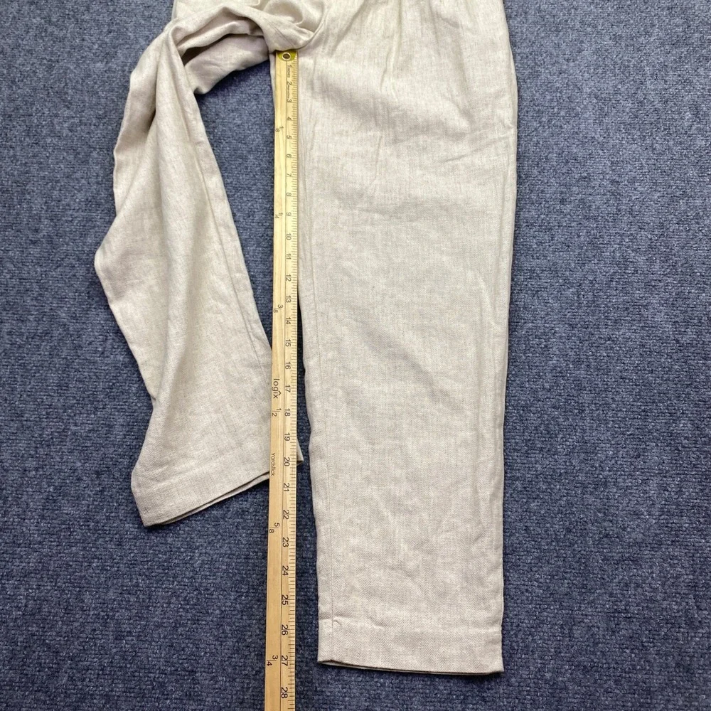 Banana Republic Petite 00 Linen Blend Herringbone Pleated Tapered Pants Beige